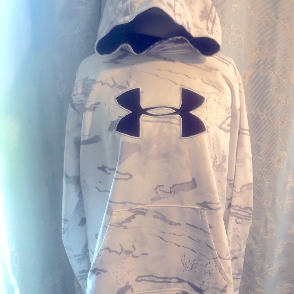 Under Armour Pullover Hoodie White Gray Snow Camo